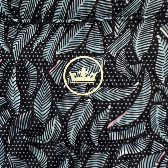 Peter Millar Womens Medium Navy White Leaf Pattern 1/4 Zip Pullover Top UPF 50+ - Picture 13 of 13